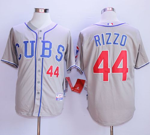 Cubs #44 Anthony Rizzo Grey Alternate Road Cool Base Stitched MLB Jersey